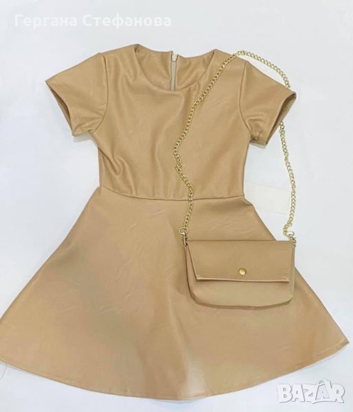 Стилна Кожена рокля с кожена чантичка 🤩 Размери -4г.6г.8г.10г.12г. Цена -38лв, снимка 1