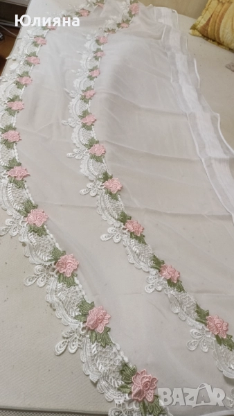 Красиви пердета с бродерия и готов широк перделик, снимка 1