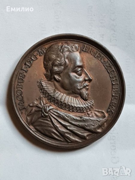 RARE, UK. JAMES 1st. Medal by Jean Dassier 1830 KING & QUEENS , снимка 1