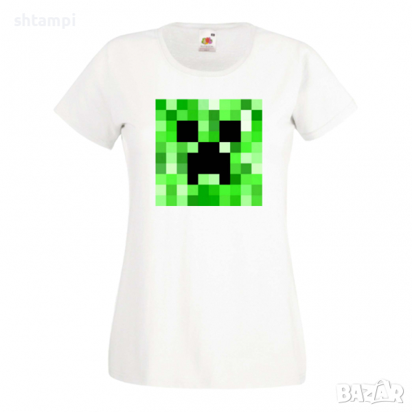 Дамска тениска Creeper Face 2 майнкрафт Minecraft,Игра,Забавление,подарък,Изненада,Рожден Ден., снимка 1