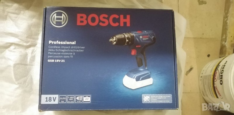 Ударен винтоверт Bosch GSB 18v-21, снимка 1