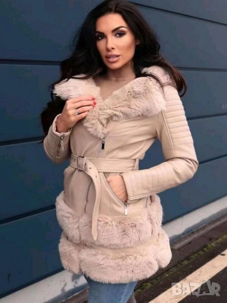 кожено яке с пух , снимка 1