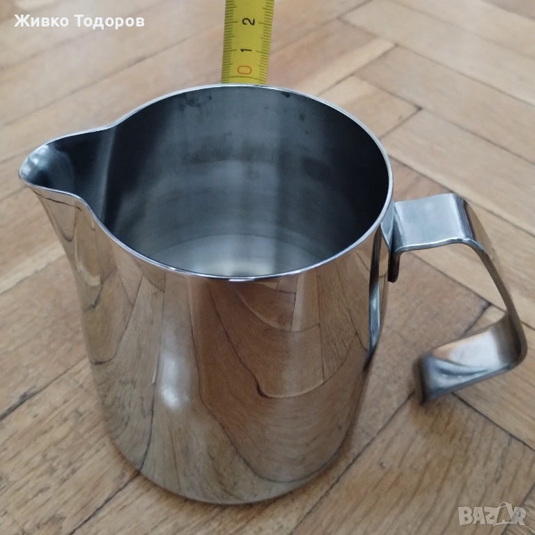 Кана за разпенване на мляко от масивна неръждаема стомана. 500 мл., снимка 1