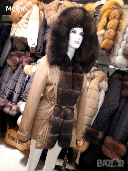Парка с естествен косъм кафява лисица, снимка 1