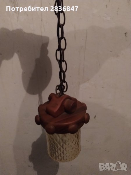 Висяща дървена лампа , снимка 1