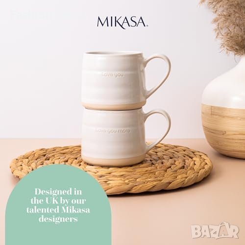 Нов Комплект Mikasa 2 броя Керамични Чаши 380ml Обичам те идеален подарък, снимка 1