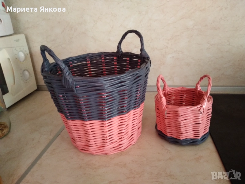 Комплект ръчно плетени панери за съхранение и декорация , снимка 1