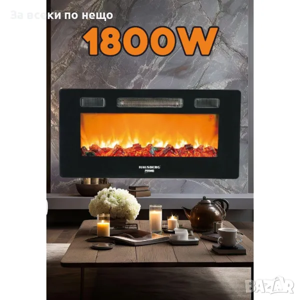 Електрическа стенна камина Hausberg HB-8225-NG: Комбинация от комфорт и модерна технология, снимка 1