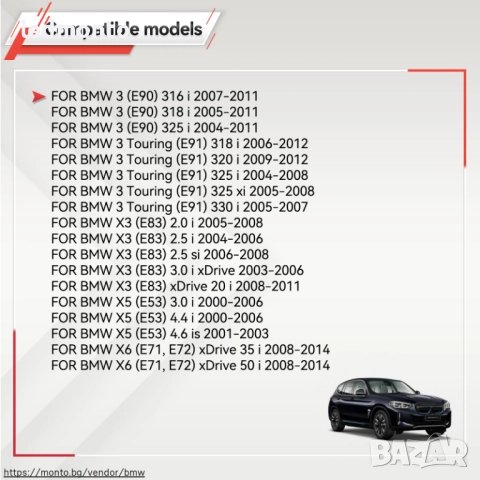 Бутон за Прозорец Пътник BMW E90 E91 E87 X3 E83 X5 E53 X6 E71 - 61316945874, снимка 5 - Части - 52249700