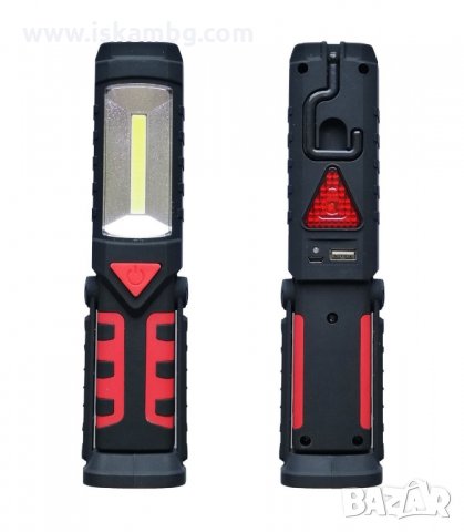 АКУМУЛАТОРНА LED ЛАМПА С 2-СВЕТЛИНИ, МАГНИТ И КУКА, COB - код 018 , снимка 2 - Друга електроника - 34117509