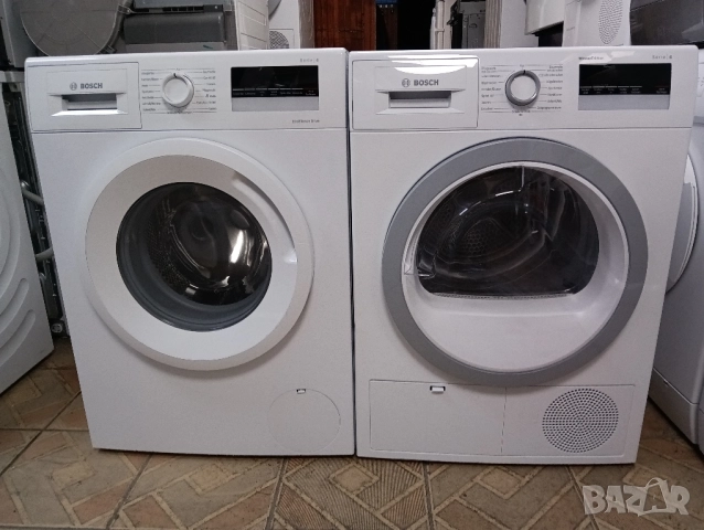 Комплект пералня и сушилня с термопомпа Бош Bosch Serie 4 A+++ 2 години гаранция!