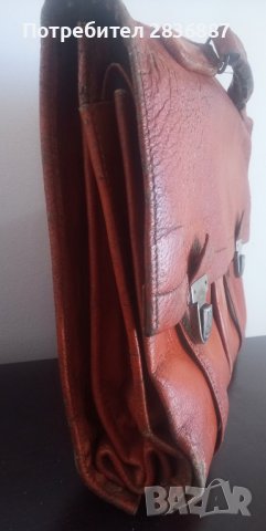 Стара оранжева кожена офис чанта, снимка 7 - Чанти - 36699244