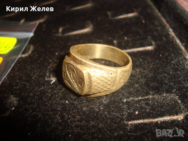 СТАР ПОЗЛАТЕН БРОНЗОВ ПРЪСТЕН ФЛОРАЛНО ОРНАМЕНТИРАН РЪЧНО МАЙСТОРСКА ИЗРАБОТКА МАСИВЕН 21049, снимка 2 - Антикварни и старинни предмети - 33737100