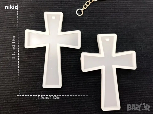 плосък кръст висулка силиконов молд форма смола декор , снимка 2 - Форми - 54324041