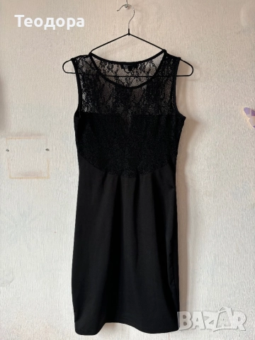 Официална черна рокля с дантелен гръб, снимка 2 - Рокли - 52889801