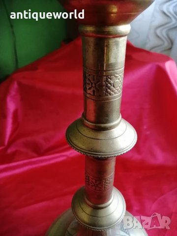 Стар Голям Напрестолен ЦЪРКОВЕН Свещник, снимка 3 - Антикварни и старинни предмети - 40079939