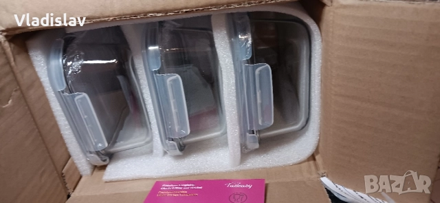 Стъклени кутии за съхранение на храна TUSEASY с капак 3бр. комплект, снимка 3 - Кутии за храна - 52525509