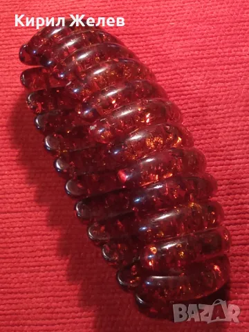 ПРЕКРАСНА РАЗТЕГЛИВА ВИНТИДЖ АРТ КЕХЛИБАРЕНА ГРИВНА от ТОПЕН / ПРЕСОВАН БАЛТИЙСКИ КЕХЛИБАР 47213, снимка 9 - Гривни - 47198788