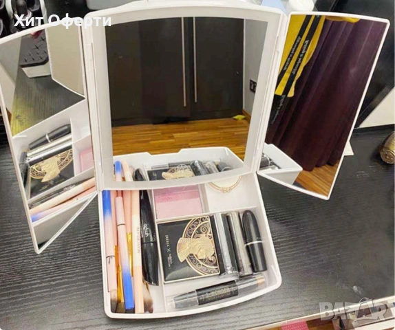 Мини LED огледало с органайзер за гримове , снимка 2 - Други - 53087628