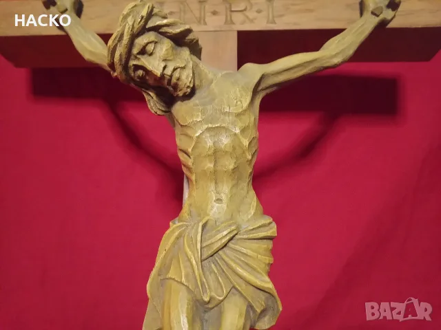 Масивен Дървен Кръст с Разпятие 75/45 см., снимка 4 - Статуетки - 56199801