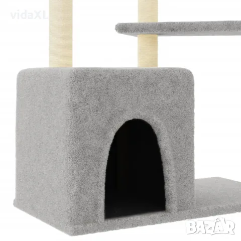 vidaXL Котешко дърво със сизалени стълбове, светлосиво, 107,5 см, снимка 6 - За котки - 56146320