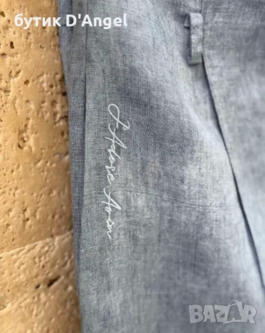 АVIN Панталон в нежно син цвят от лен с колан роза, снимка 4 - Панталони - 50046154