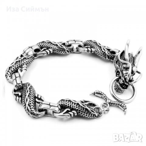 Викингска гривна дракон медицинска стомана, снимка 5 - Гривни - 37346123