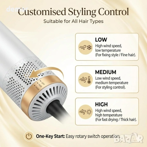 Комплект за стилизиране на коса Airbrush Magic 5 в 1, сешоар и преса, снимка 6 - Сешоари - 54040538