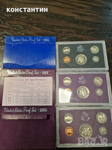 сет монети САЩ 1983,1984 и 1985г