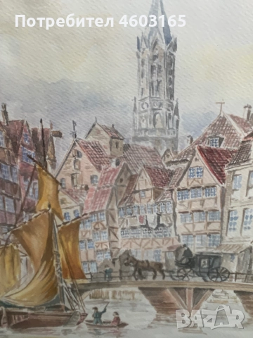 стара картина акварел от 1865г, снимка 11 - Картини - 52681351