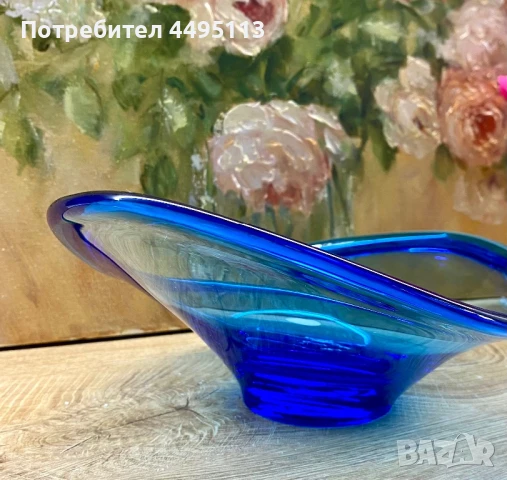 Чешка синя ваза