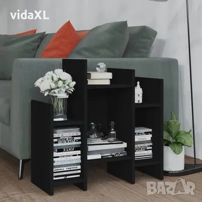 vidaXL Страничен шкаф, черен, 60x26x60 см, инженерно дърво（SKU:806284）, снимка 2 - Шкафове - 48536420