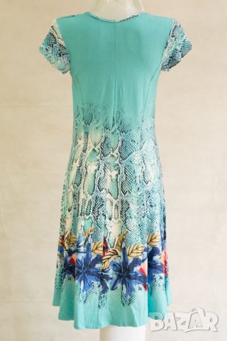 Рокля в цвят тюркоаз Cesy Fashion - L, снимка 3 - Рокли - 42594908