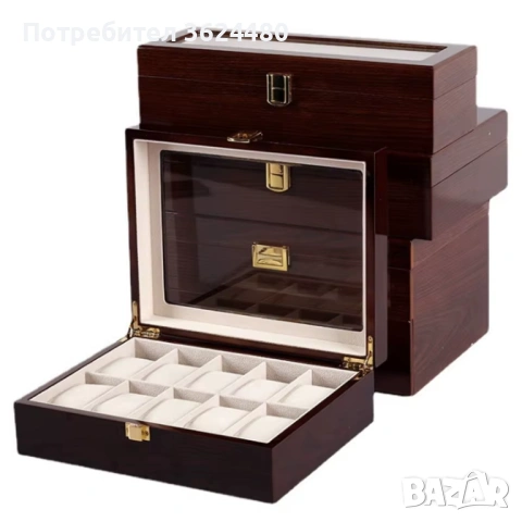 Елегантна кутия за часовници цвят орех от дърво 4861, снимка 6 - Подаръци за рожден ден - 53309208