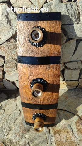 Полилеи от автентични дъбови бъчви с ръчно изработени дървени чашки и ковано желязо , снимка 7 - Полилеи - 53176095