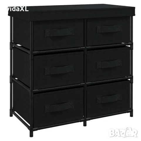vidaXL Шкаф за съхранение с 6 чекмеджета, 55x29x55 см, черна стомана