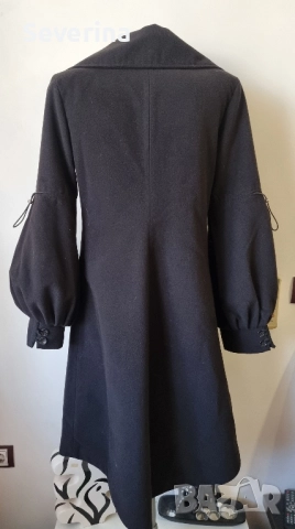 Уникален дизайн, ново наситено черно палто , снимка 4 - Палта, манта - 52430863