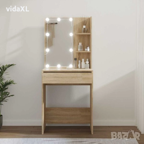 vidaXL Тоалетка с LED, дъб сонома, 60x40x140 см（SKU:808831）, снимка 2 - Тоалетки - 52980578