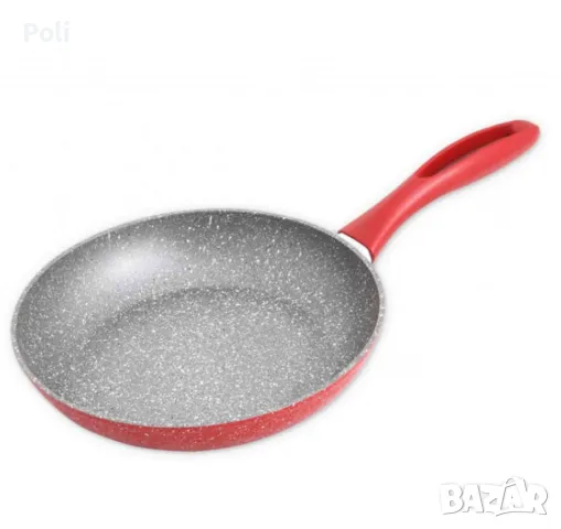 Тиган Voltz  - 20см., 24см., 26см., 28см.; мраморно покритие, индукция, червен, снимка 1