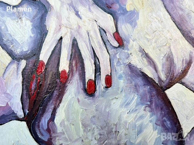 УНИКАТ КАРТИНА ЦВЯТКО ЦВЕТКОВ ЧЕРВЕН БРЯГ ПОДПИСАНА МАСЛО, снимка 4 - Картини - 54133865