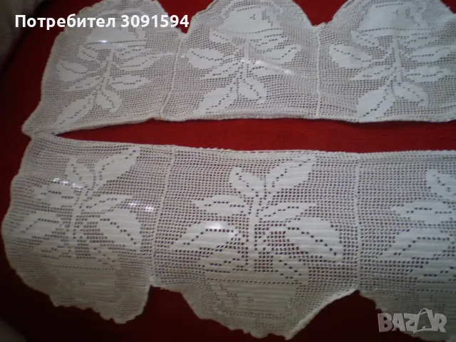 Бяло дантелено перде плетено на   една кука от бабината ракла, снимка 7 - Други ценни предмети - 50178516