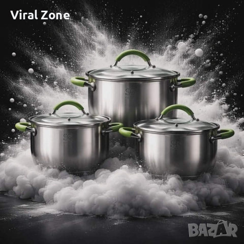 Комплект тенджери Swissgold Alana – 3 броя с капак от неръждаема стомана с 5-слойно капсулно дъно, снимка 3 - Съдове за готвене - 53265279