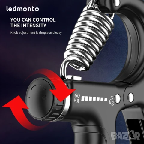 Уред за Тренировка на Предмишници – Регулируем Грипер 5–60 кг за Мъже и Жени, снимка 2 - Други инструменти - 51109978