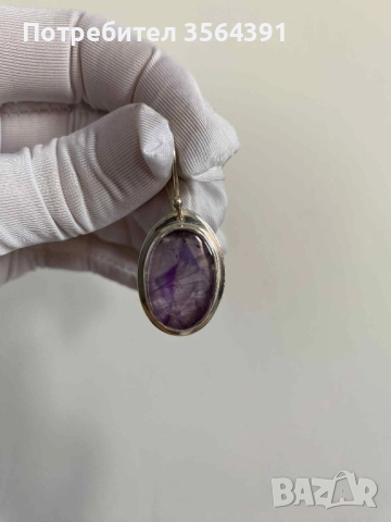 Сребърни обеци с Аметист, снимка 4 - Обеци - 52753375