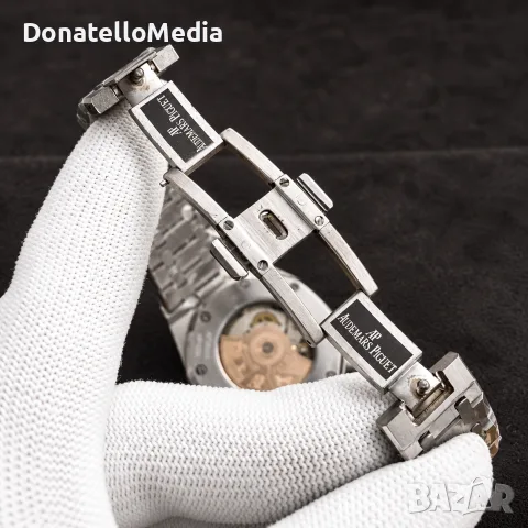 Мъжки автоматичен часовник Royal Oak Style – Черен циферблат, Стомана, Нов, снимка 3 - Мъжки - 56233969
