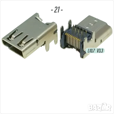 Букса конектор HDMI , mini HDMI SMT, Micro 19 pin HD connector  , снимка 12 - Ремонт на друга електроника - 40051744