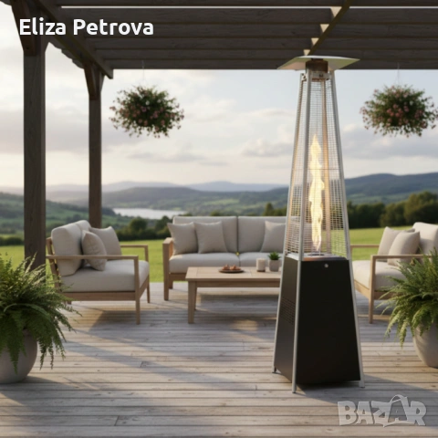 Газов отоплител-чадър 13 kW, 227 см – външен газов отоплител с калъф и защити + маймунка , готов за 