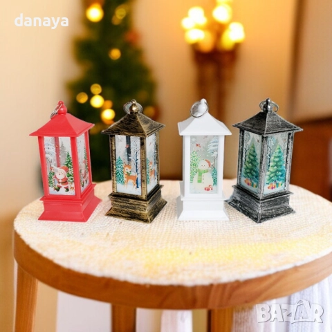 6224 Светещ коледен фенер с LED свещичка и зимни мотиви, 13 см, снимка 6 - Декорация за дома - 52074553