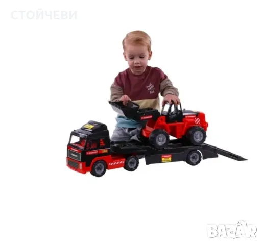 Игрален комплект - камион и булдозер, Mammoet, снимка 3 - Коли, камиони, мотори, писти - 48647351