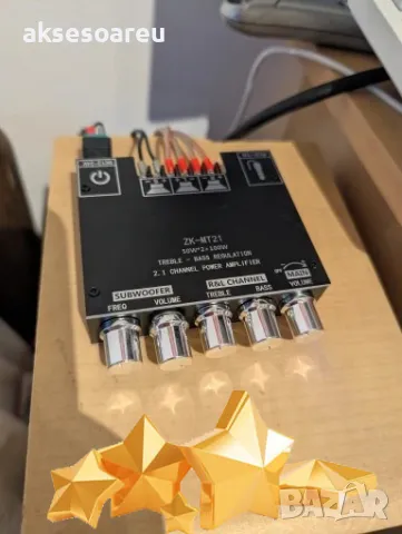 Нов Аудио Стерео Bluetooth 5.0 цифров усилвател клас D на Платка с мощност 2x50W+100W 2.1 канален, снимка 3 - Ресийвъри, усилватели, смесителни пултове - 49881759